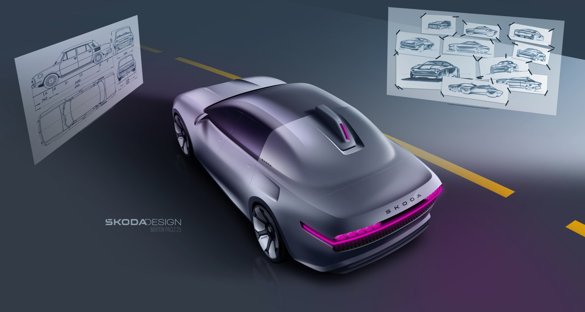 Koncept sodobne Škode 100 v oblikovalskem jeziku Modern Solid, oblikoval Martin Paclt.